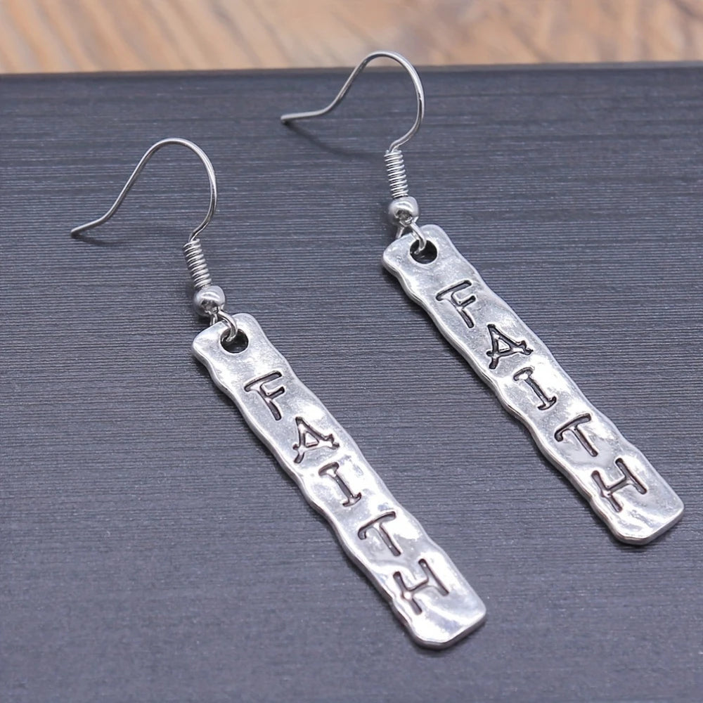 "Faith" Pendant Earrings – Inspirational Jewelry for Women