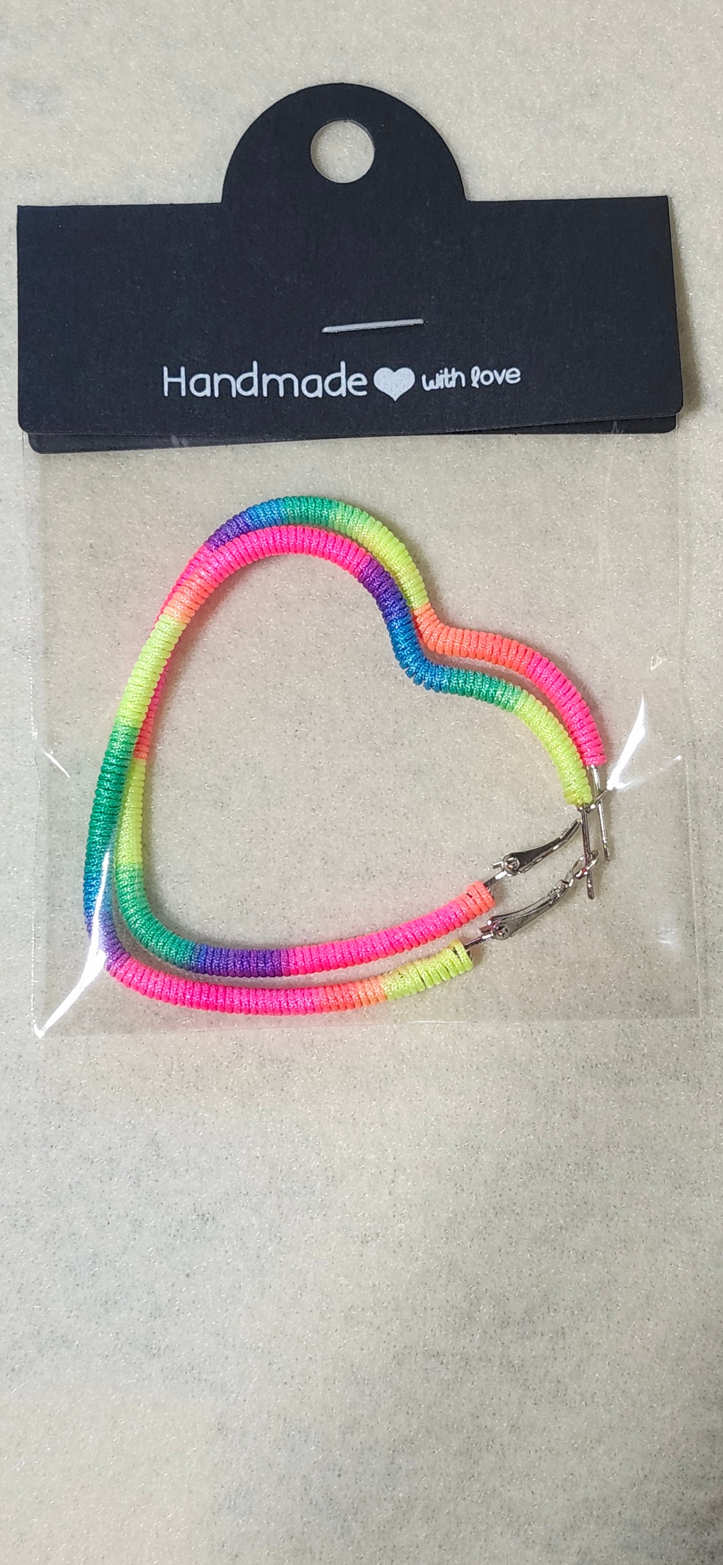 Neon Cord Wrapped Heart Hoop Earrings – 2" Hoops Wholesale