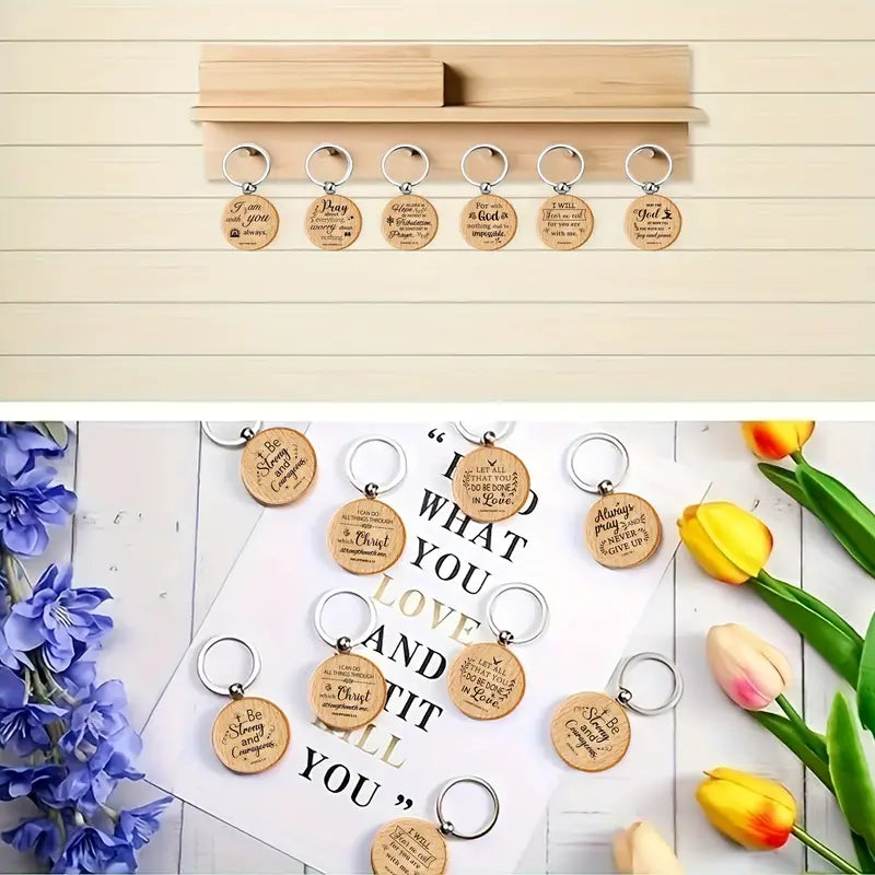 100pcs Bulk Wooden Bible Verse Keychains – Christian Inspirational Religious Keychains