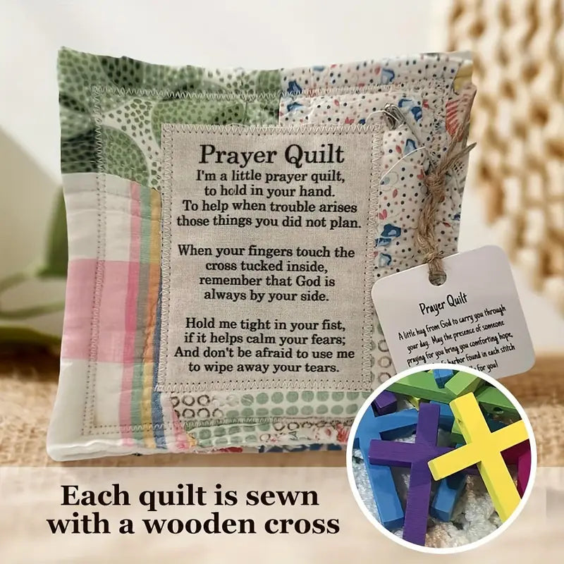 Individual Mini Prayer Quilt with Angel Charm & Prayer Tag