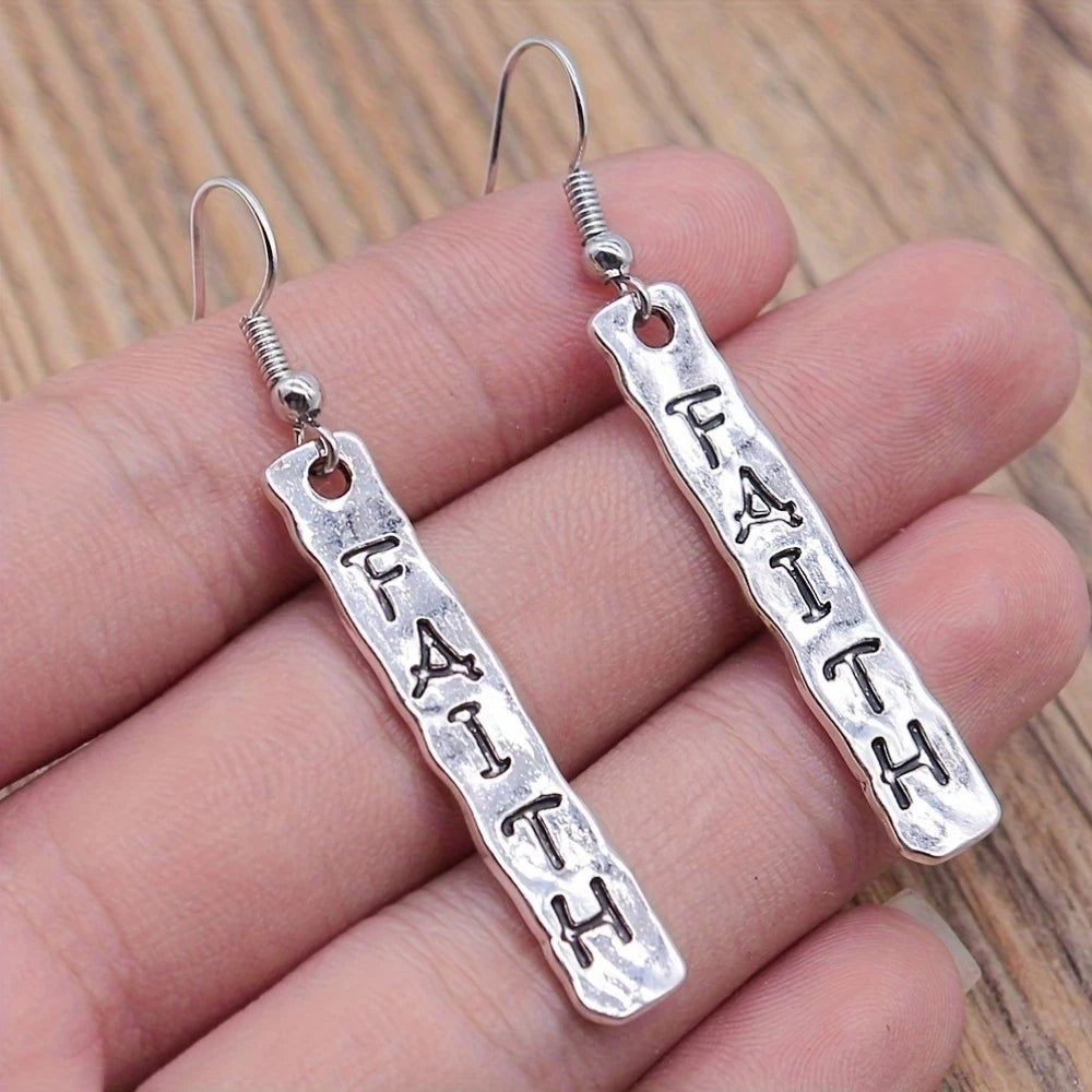 "Faith" Pendant Earrings – Inspirational Jewelry for Women