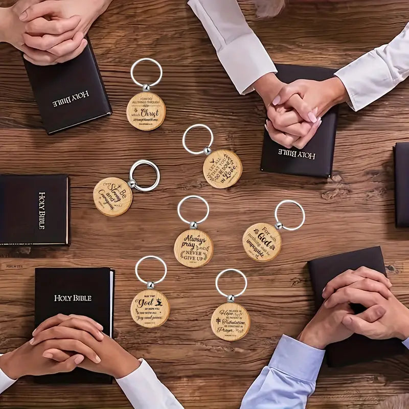100pcs Bulk Wooden Bible Verse Keychains – Christian Inspirational Religious Keychains