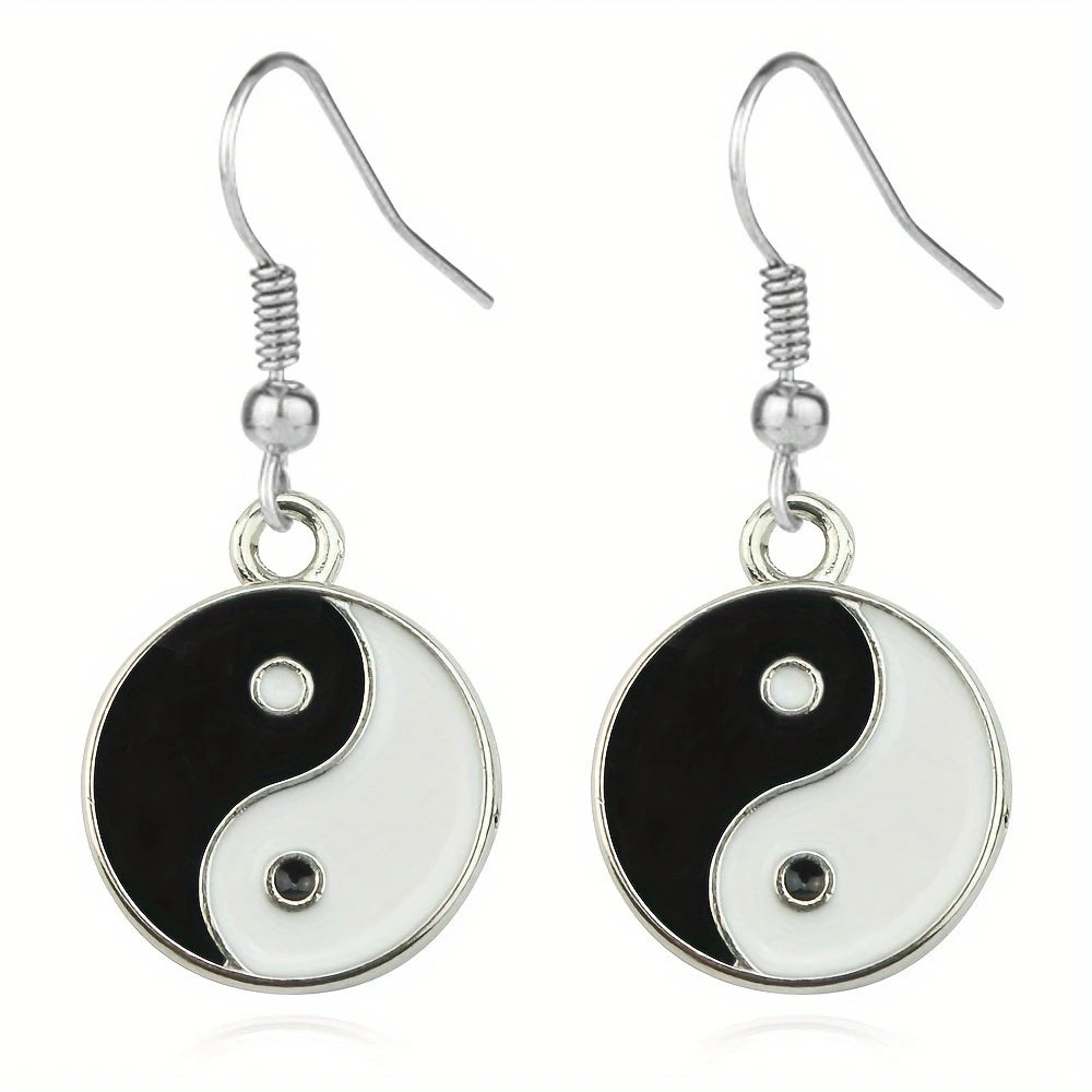 Stainless Steel Yin Yang Dangle Earrings