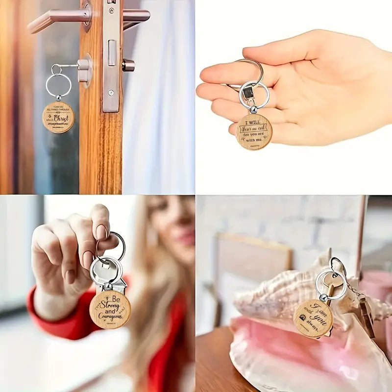 100pcs Bulk Wooden Bible Verse Keychains – Christian Inspirational Religious Keychains