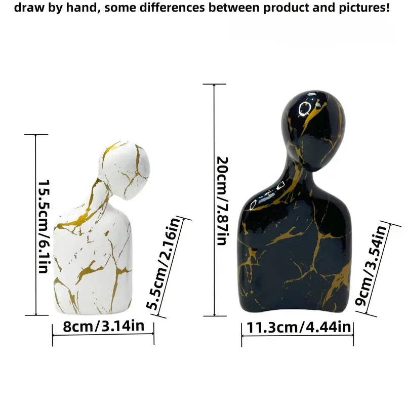 Black & White Marbled Embracing Couple Sculpture