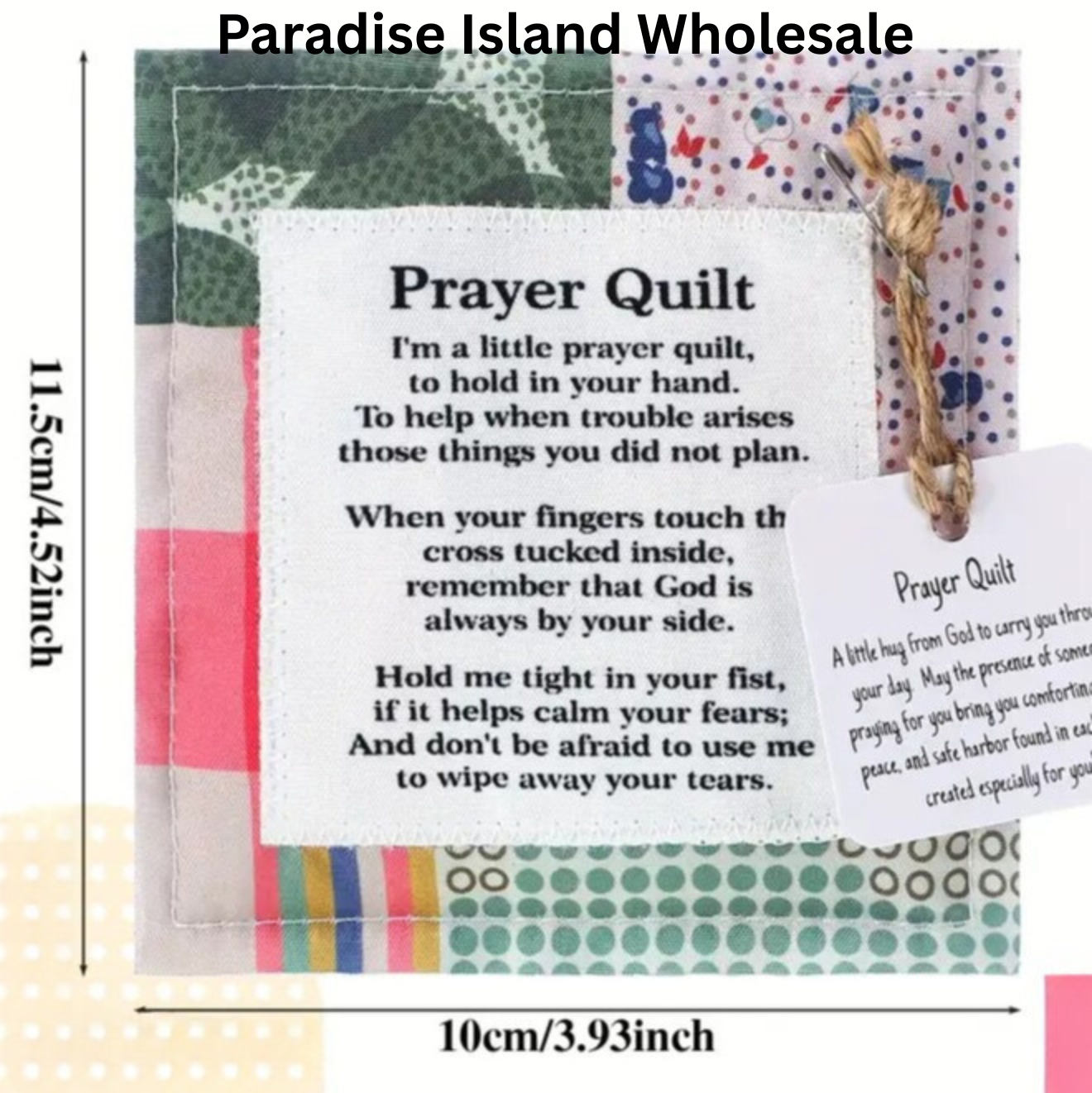 Mini Prayer Quilt with Angel Charm & Prayer Tag