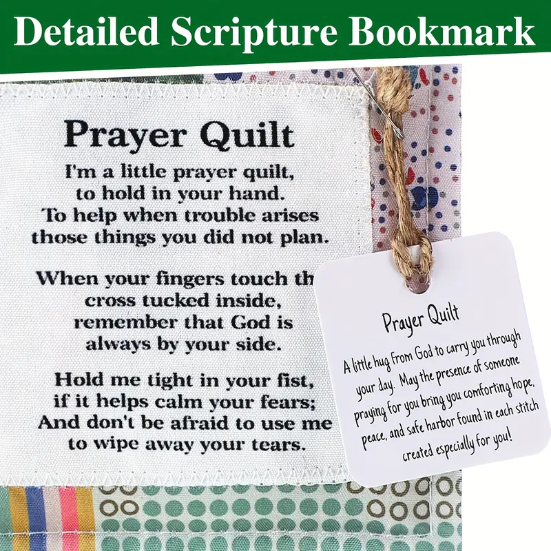 Individual Mini Prayer Quilt with Angel Charm & Prayer Tag