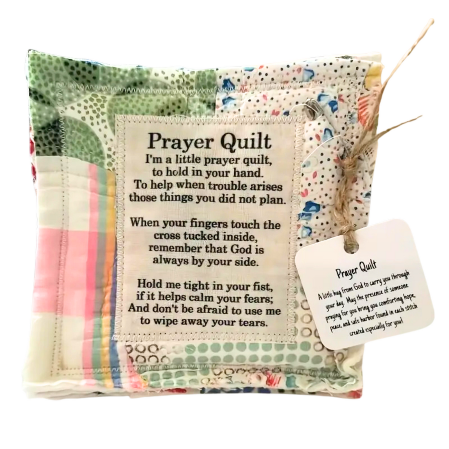 Individual Mini Prayer Quilt with Angel Charm & Prayer Tag
