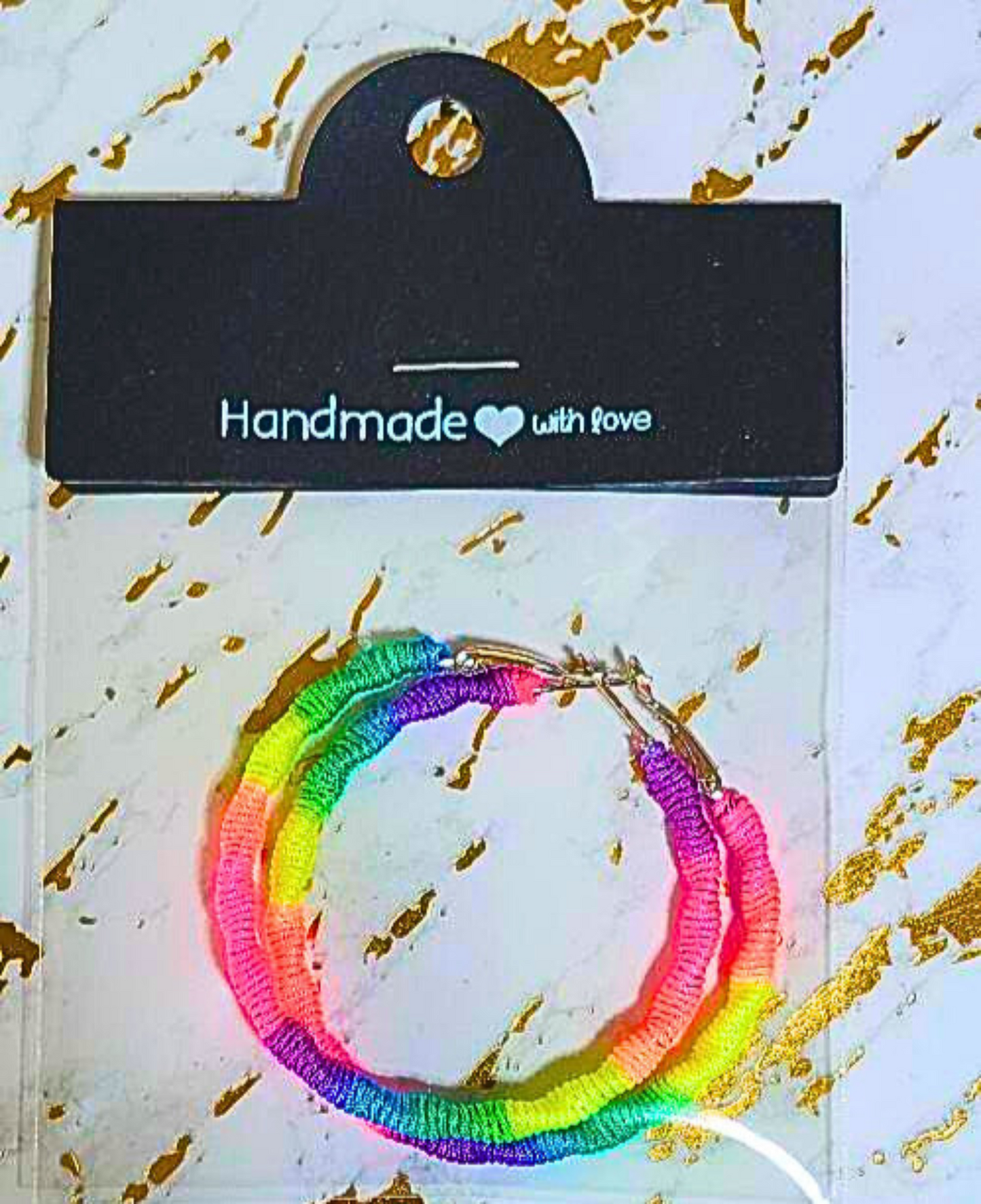 Neon Thread Wrapped Hoop Earrings – Multicolor 1.5" Hoops