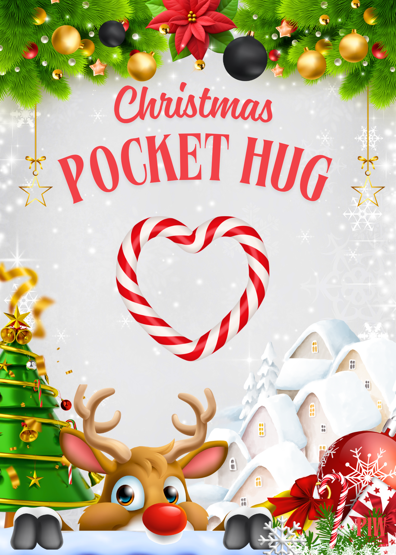 Christmas Pocket Hug with Natural Stone Heart – Holiday Card