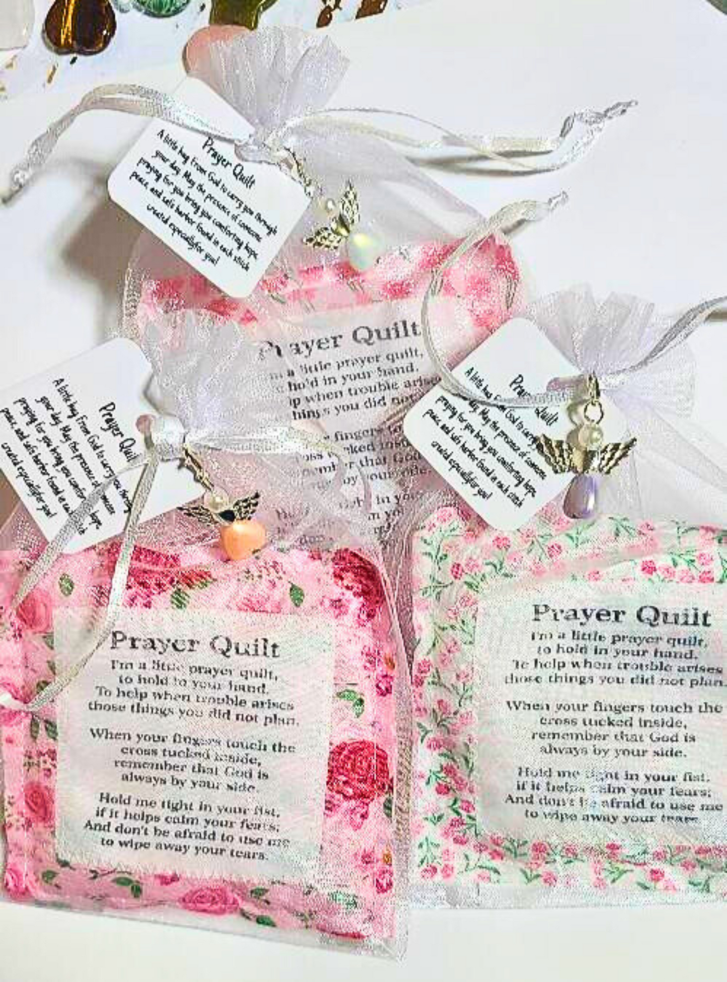 Pink Floral Mini Prayer Quilts – Wholesale Pocket Comfort Keepsake Gifts