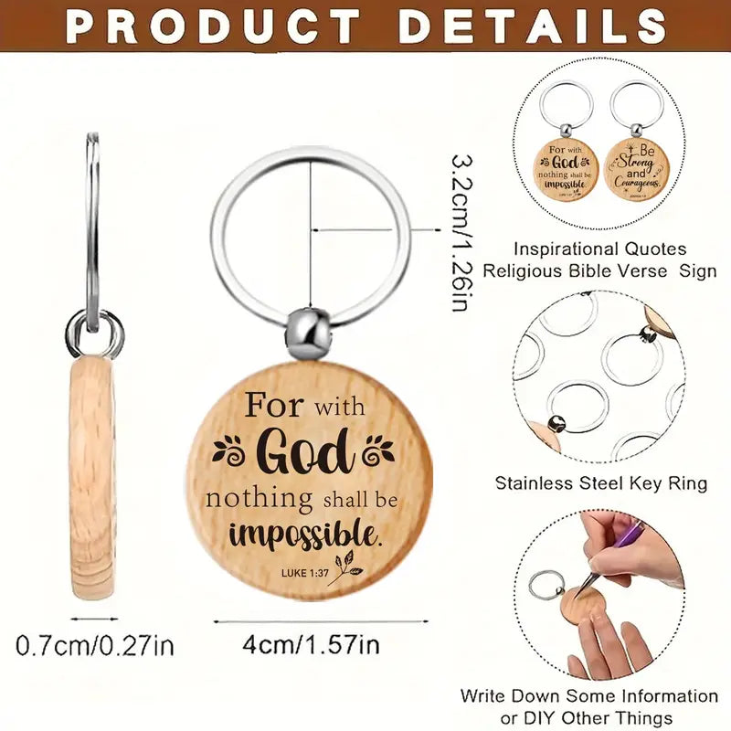 100pcs Bulk Wooden Bible Verse Keychains – Christian Inspirational Religious Keychains