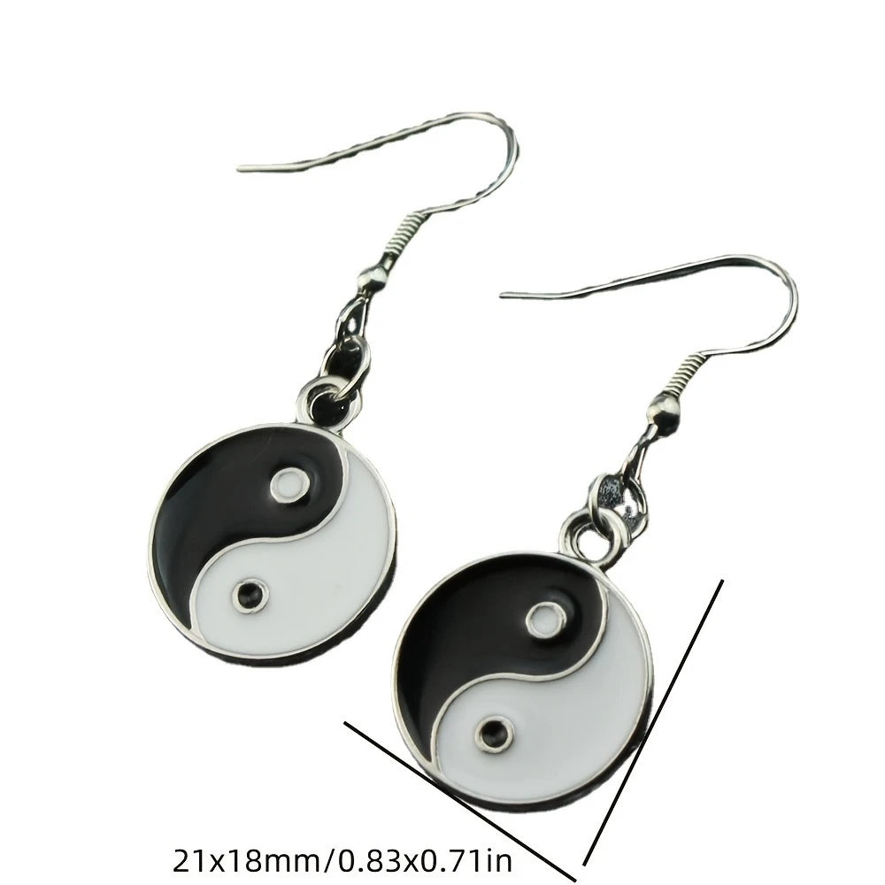 Stainless Steel Yin Yang Dangle Earrings