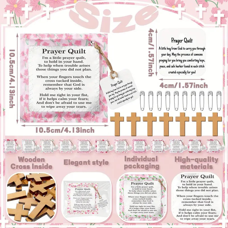 Pink Floral Mini Prayer Quilts – Wholesale Pocket Comfort Keepsake Gifts