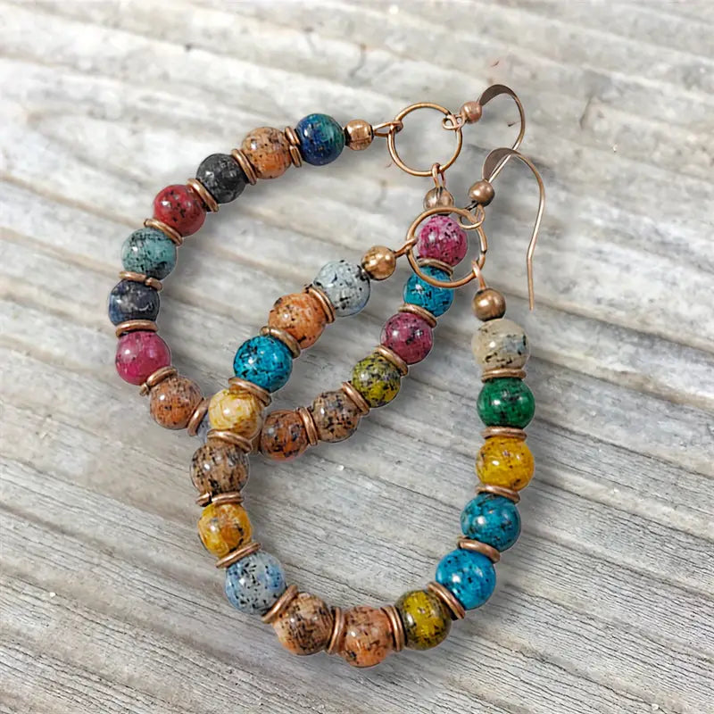 Natural Stone Beaded Earrings with French Wires