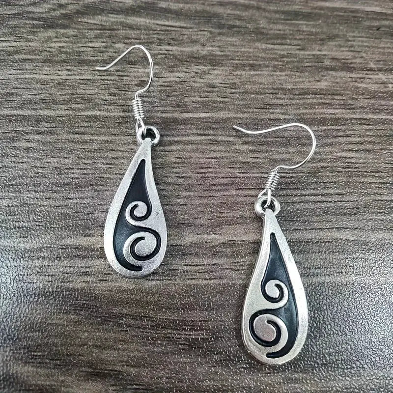 Stainless Steel Tribal Wave Dangle Earrings