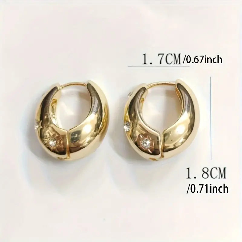 Gold Plated Chunky Hoop Earrings with CZ Stars