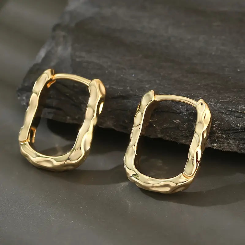 Gold Plated Hammered Hoop Earrings, Small