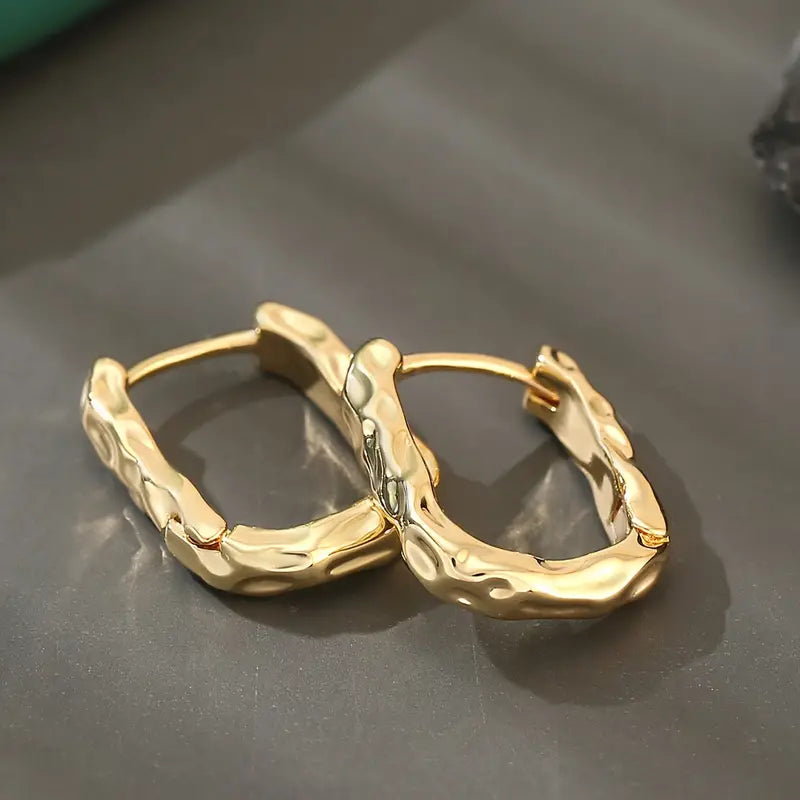 Gold Plated Hammered Hoop Earrings, Small