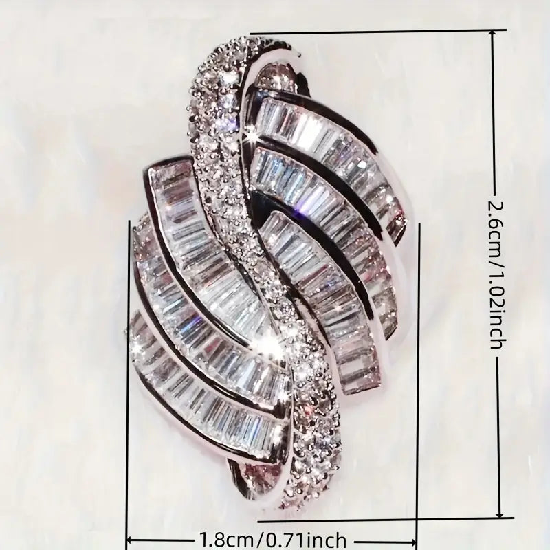 Stainless Steel CZ Dinner Ring, Baguette & Round