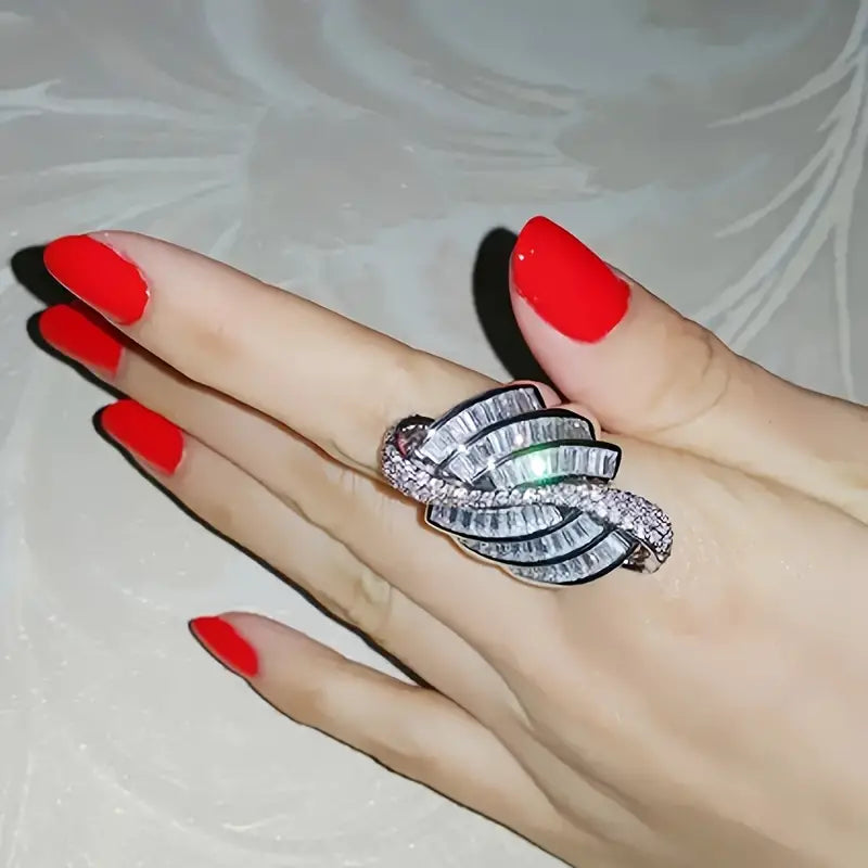 Stainless Steel CZ Dinner Ring, Baguette & Round