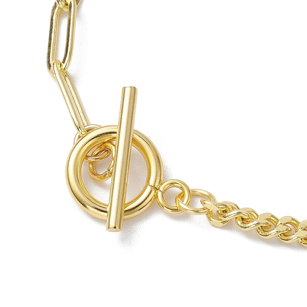 Gold Plated Chain Bracelet with Mother of Pearl Heart – 7"