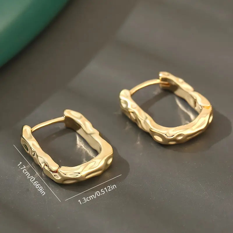 Gold Plated Hammered Hoop Earrings, Small