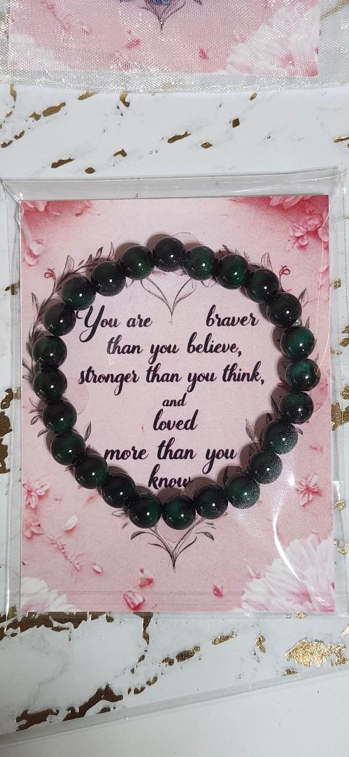 “Stronger Than You Know” 8mm Beaded Stretchy Bracelet – Wholesale Jewelry Gift on Card