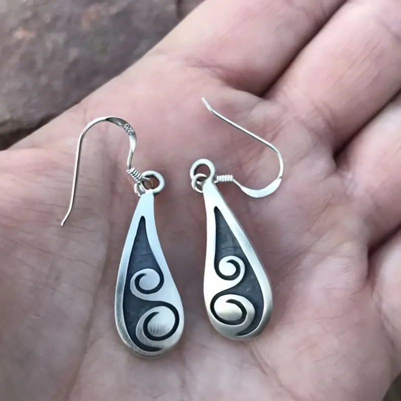 Stainless Steel Tribal Wave Dangle Earrings