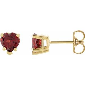 14K Yellow Natural Mozambique Garnet Stud Earrings