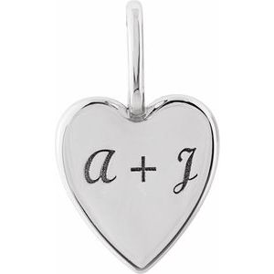 Sterling Silver Engravable Heart Charm/Pendant