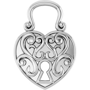 Sterling Silver 15.3x10.7 mm Vintage-Inspired Lock Pendant