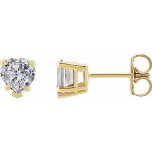 14K Yellow Natural White Sapphire Stud Earrings