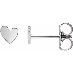 14K White 4 mm Asymmetrical Heart Earrings