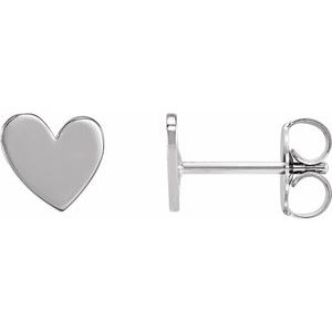 14K White 6 mm Asymmetrical Heart Earrings