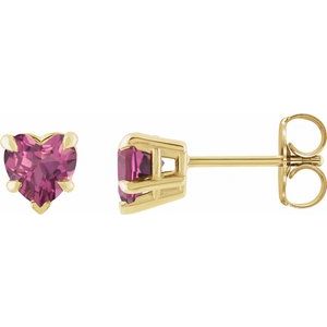 14K Yellow Natural Pink Tourmaline Stud Earring