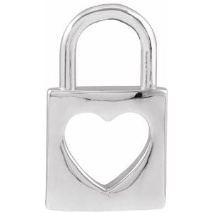 Sterling Silver 13.6x9 mm Cutout Heart Lock Pendant