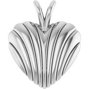 Sterling Silver Ribbed Heart Pendant