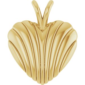 14K Yellow Ribbed Heart Pendant