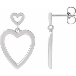 Sterling Silver Dangle Heart Earrings