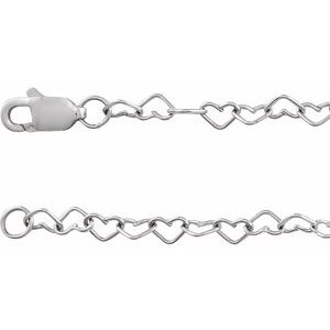 14K White 3.2 mm Heart 16" Chain