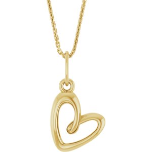 14K Yellow Petite Heart 18" Necklace