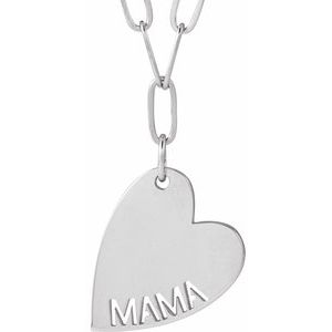 Sterling Silver Mama Heart 18" Necklace