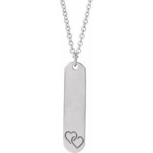 Sterling Silver Engravable Interlocking Hearts 16-18" Necklace