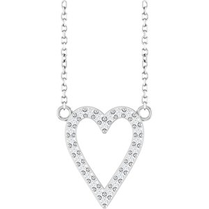 14K White 1/6 CTW Natural Diamond Heart 18" Necklace