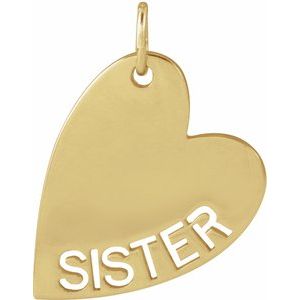 14K Yellow Sister Heart Pendant