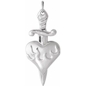 Sterling Silver Heart & Dagger Pendant