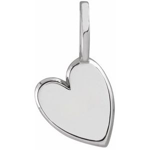 14K White Engravable Sideways Heart Pendant