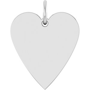 14K White Engravable Heart Pendant