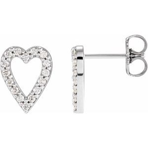 14K White 1/4 CTW Natural Diamond Heart Earrings